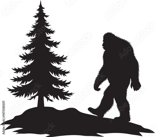 bigfoot, sasquatch, bigfoot silhouette, sasquatch silhouette, cryptid, mysterious creature, forest legend, mythical creature, wilderness, cryptozoology, bigfoot clipart, bigfoot vector, bigfoot svg, c