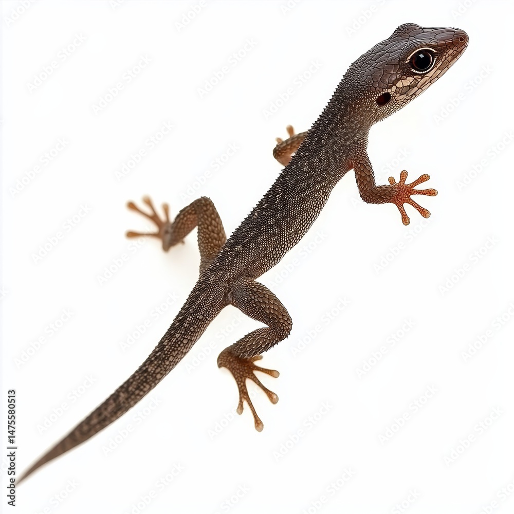 Naklejka premium Close-up of a Lizard, Isolated on White Background - Reptile, Nature, Wildlife Photography