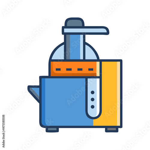 Colorful juice extractor icon on black background, healthy kitchen