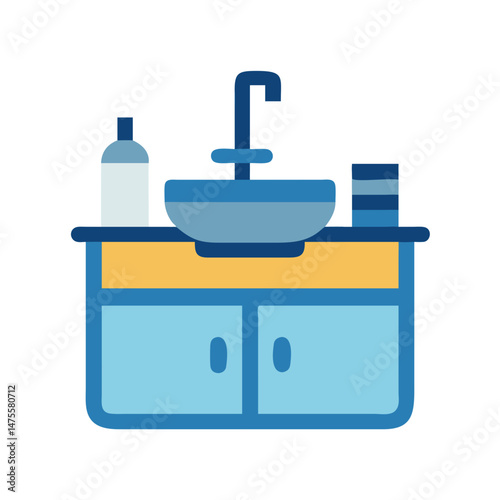 Blue Bathroom Vanity with Sink Icon on Black