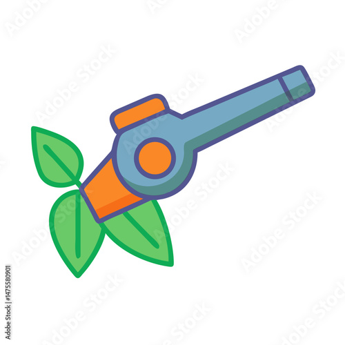 Leaf blower with leaves vector icon illustration design