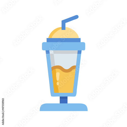 Cartoon smoothie illustration in blue and yellow colors