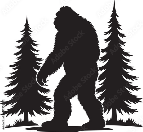 bigfoot, sasquatch, bigfoot silhouette, sasquatch silhouette, cryptid, mysterious creature, forest legend, mythical creature, wilderness, cryptozoology, bigfoot clipart, bigfoot vector, bigfoot svg, c