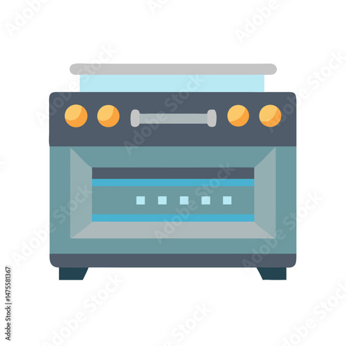 Isolated stylized kitchen stove, oven for home cooking