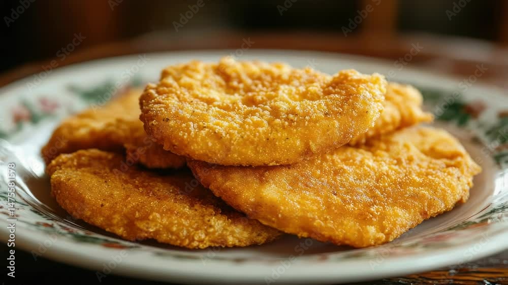 A plate of crispy fried chicken nuggets served hot, perfect for snacking or mealtime