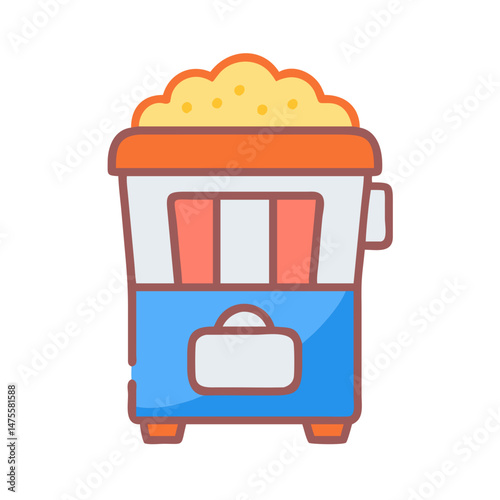 Cartoon Popcorn Machine Illustration on a Black Background