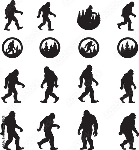 bigfoot, sasquatch, bigfoot silhouette, sasquatch silhouette, cryptid, mysterious creature, forest legend, mythical creature, wilderness, cryptozoology, bigfoot clipart, bigfoot vector, bigfoot svg, c