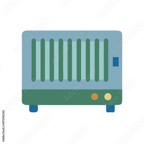 Retro style convection heater illustration, pastel color palette