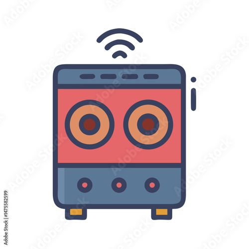 Retro Wireless Speaker Icon with Connectivity Symbol