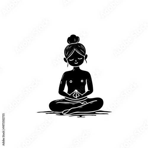 Monochrome serene figure in meditative pose enhancing mindfulness and balance