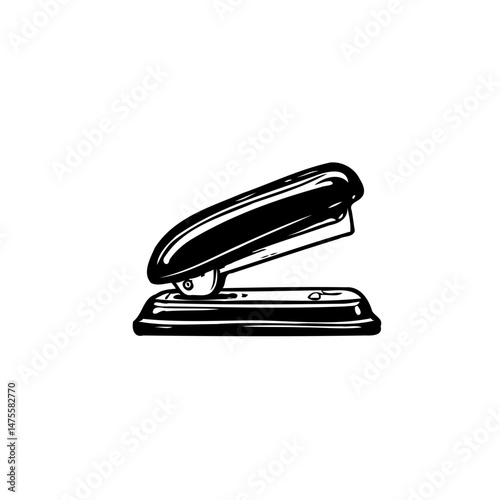 Monochrome stationary stapler image featuring classic design and simple aesthetics