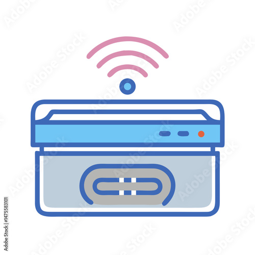 Stylish Wireless Router Illustration with Signal Icon Isolated