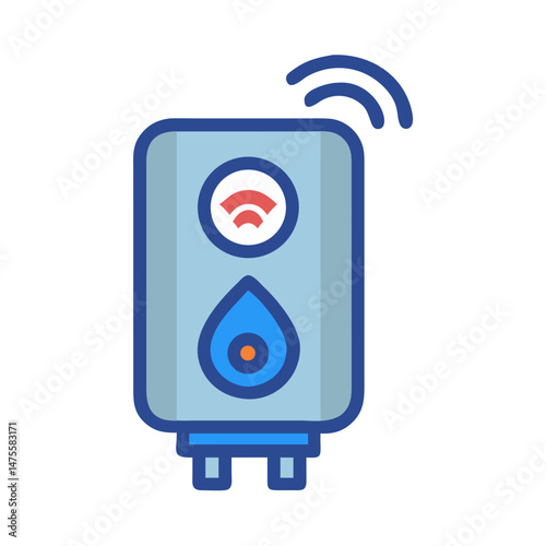 Smart Water Heater Boiler with WiFi Icon Illustration