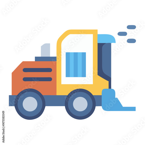 Modern Flat Vector Illustration of Snow Removal Machine