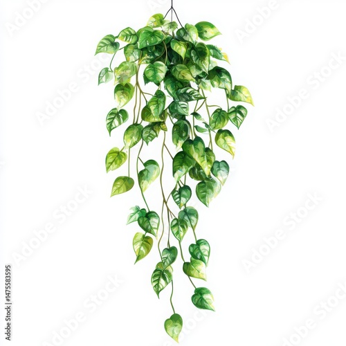 Hanging pothos plant illustration on white background