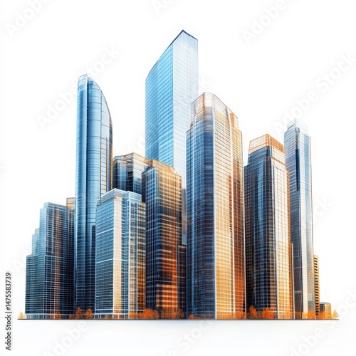 Cityscape buildings architecture design on white background