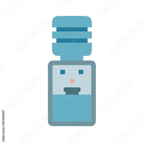 Cartoon Water Dispenser Icon on Black Background