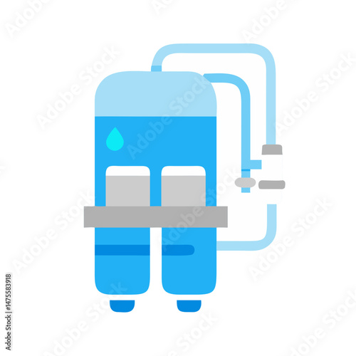 Flat Design Illustration of Water Purification System Technology