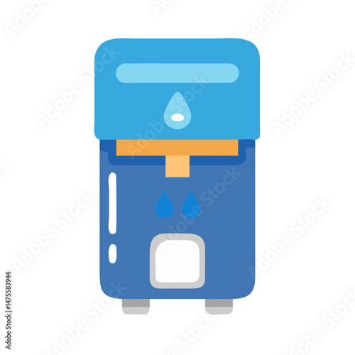 Cartoon Blue Water Cooler Illustration on Black Background