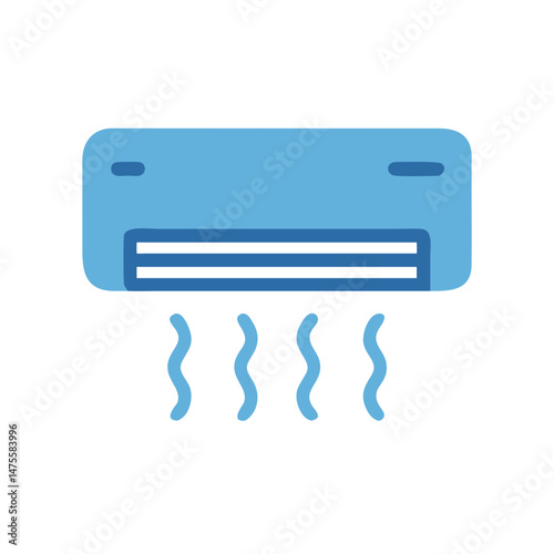 Air conditioner illustration on black background showing cool air
