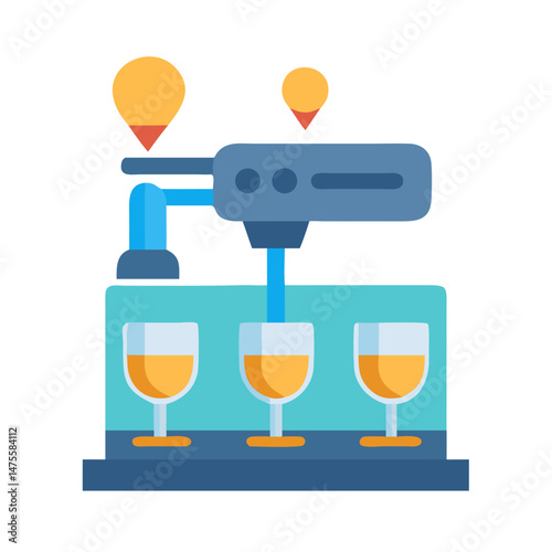 Modern Icon of Automated Beer or Beverage Filling