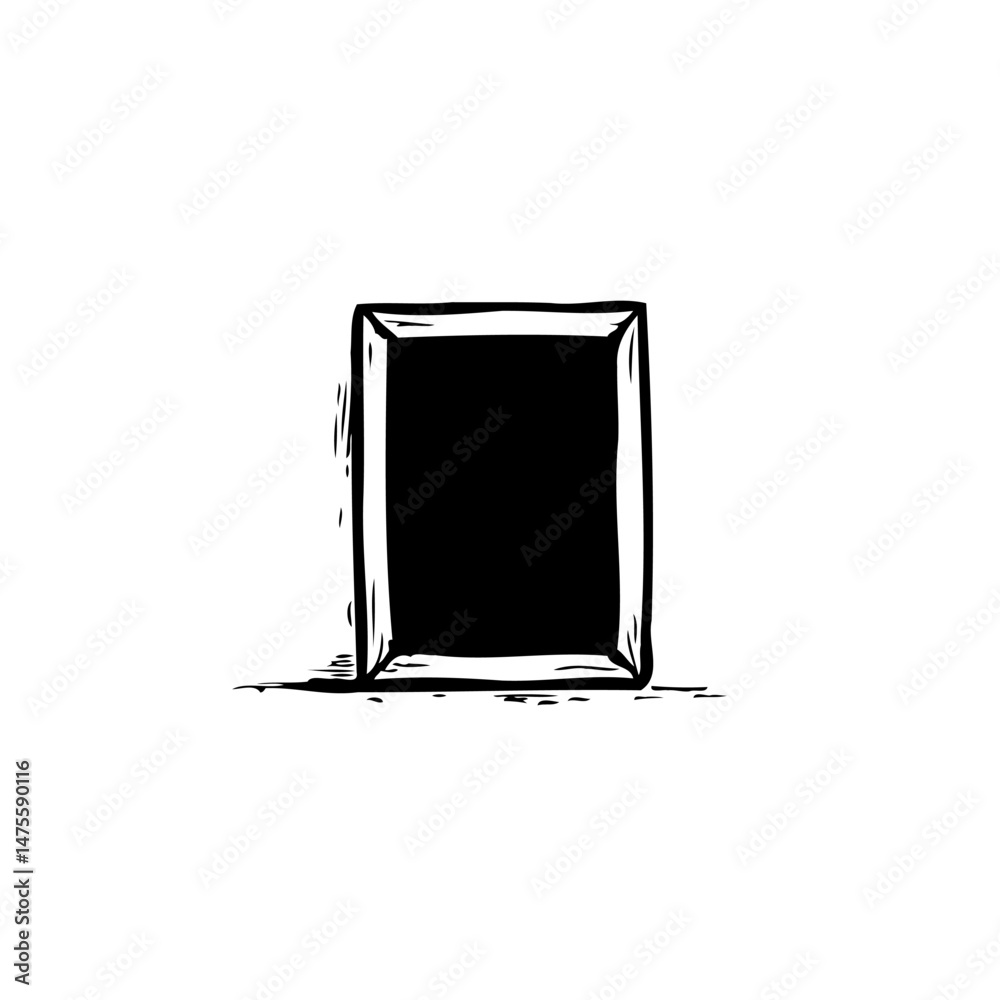 Abstract depiction of framed void with rough edges on a stark white background Abstract depiction of framed void with rough edges on a stark white background