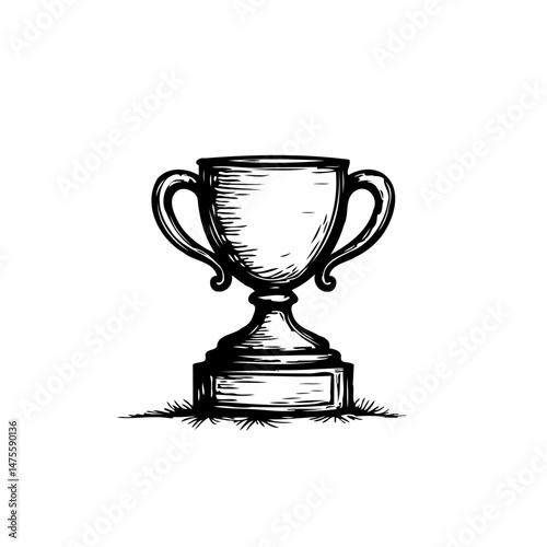 Monochrome vector illustration of a stylized winner's trophy for design projects