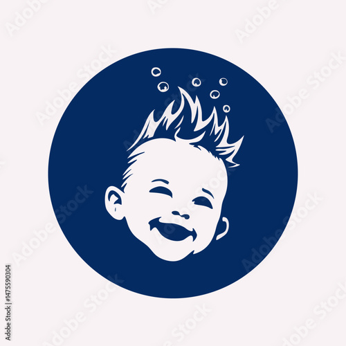 Silhouette of a baby on a blue background