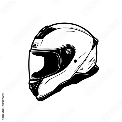 Monochromatic motorcycle helmet design: safety gear and personal protection illustration
