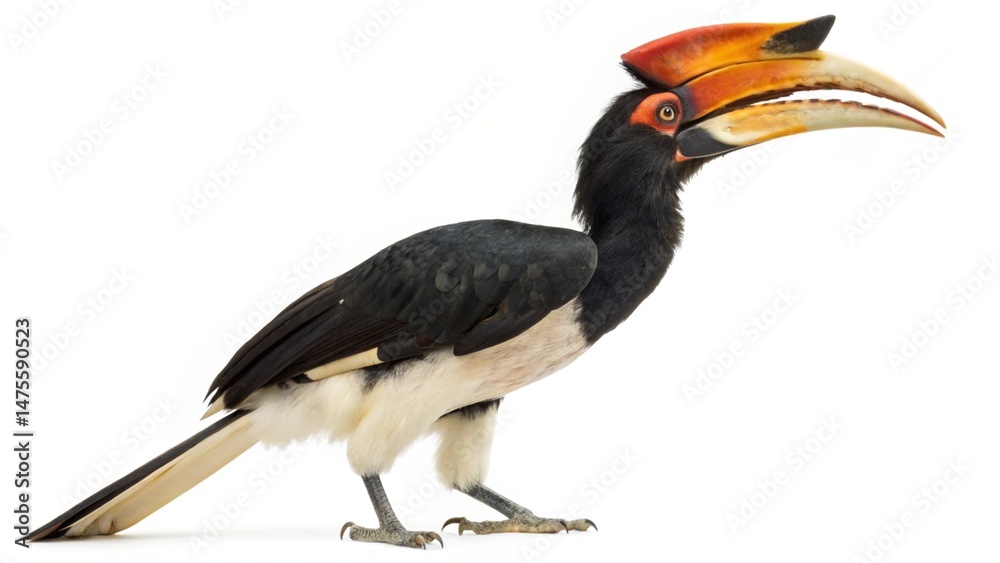 Fototapeta premium rhinoceros hornbill isolated on white background