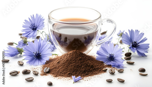 Obraz na płótnie Healthy Chicory Drink - The Perfect Coffee Alternative, Made with. Indulge in the vibrant, natural goodness of this chicory drink, the ideal decaf coffee alternative w salonie