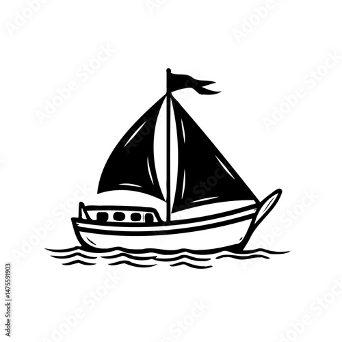 Elegant sailboat illustration embodying freedom and nautical charm on the waves