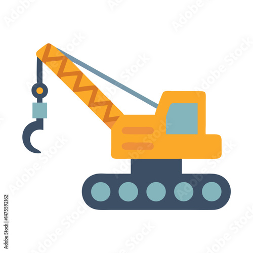 Isolated Construction Crane Vector Image with Black Background