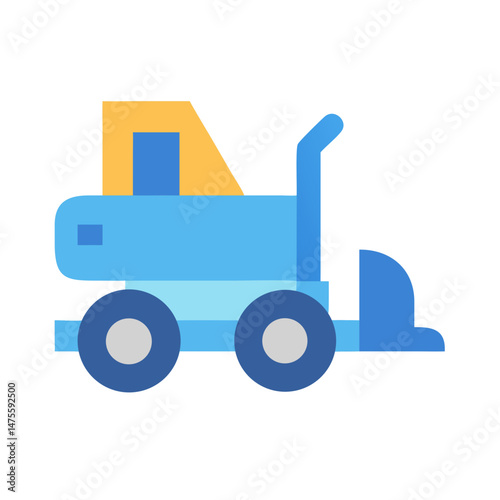 Stylized Blue Construction Vehicle on Black Background Illustration