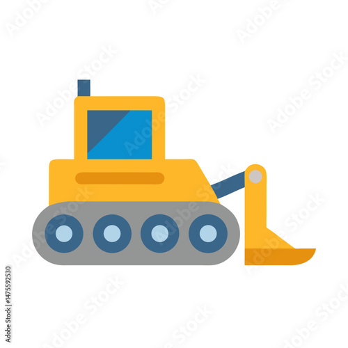Isolated yellow bulldozer icon illustration on black background