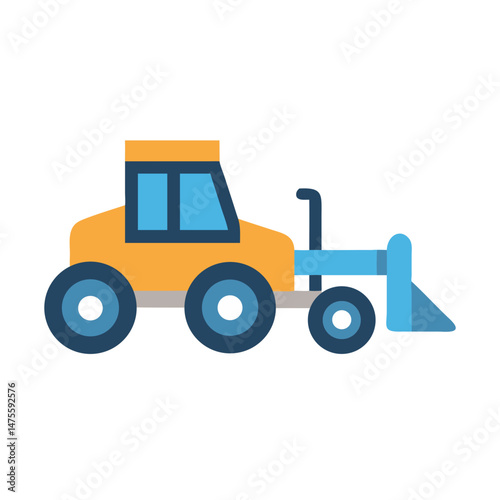 Isolated yellow and blue scraper construction machine illustration