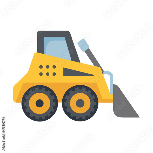Yellow skid steer loader icon on black background