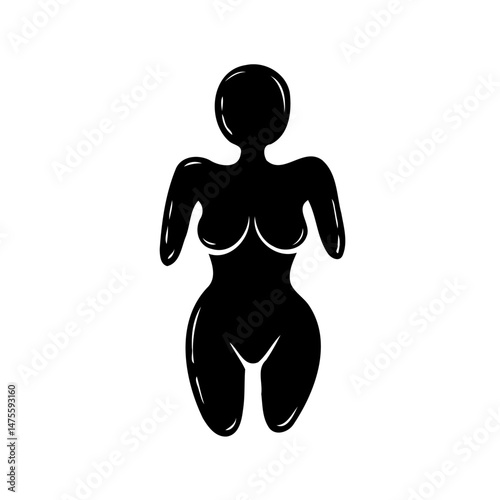 Archaic female figurine silhouette, a symbol of fertility and femininity