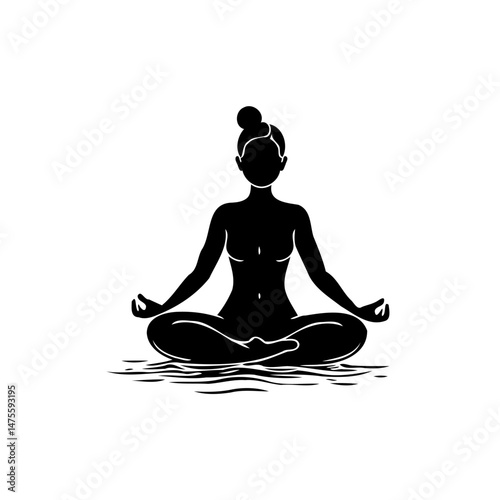 Silhouette of a woman in lotus position, embodying calm and balance