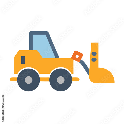Cartoon Skid Steer Loader Isolated on Black Background