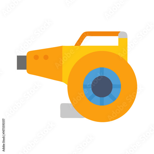 Isolated yellow leaf blower icon on black background
