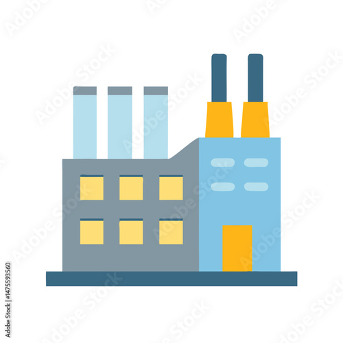 Flat vector illustration of a factory on black