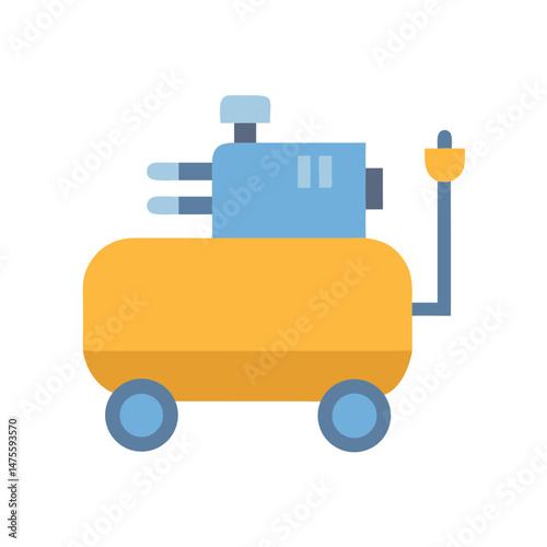Colorful Portable Air Compressor on Black Background Illustration