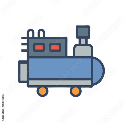 Air compressor icon - industrial tool, blue and grey