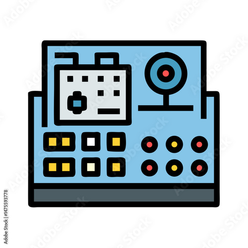 Vector illustration of a retro electronic synthesizer machine
