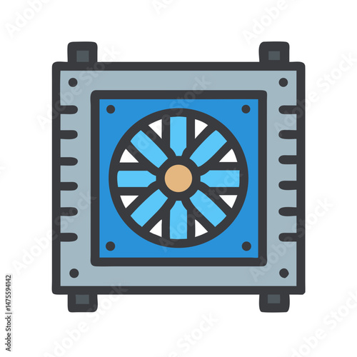 Blue Computer Cooling Fan for PC or Electronics