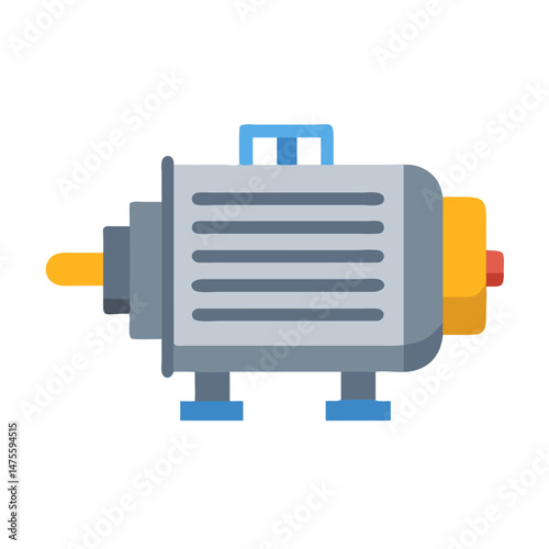 Electric Motor Isolated Icon Illustration, Power and Engine