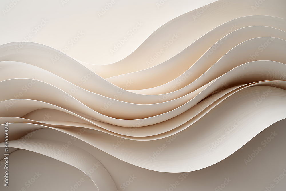 Obraz premium Elegant White Abstract Digital Art with Flowing Shapes