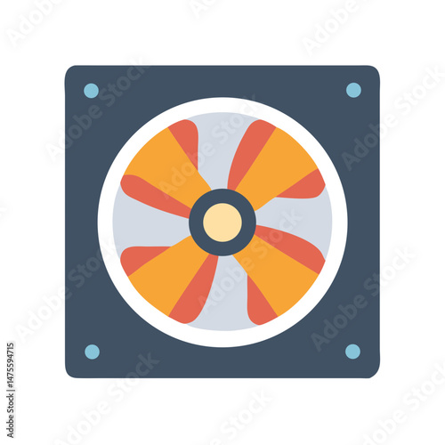 PC Fan Colorful Illustration Cooling Technology on Black