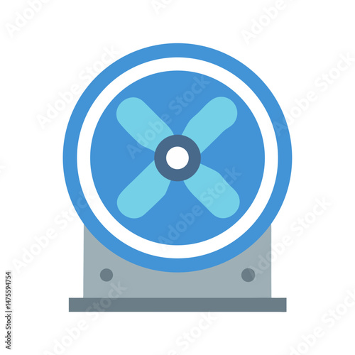 Minimalist Blue Electric Fan Illustration on Black Background